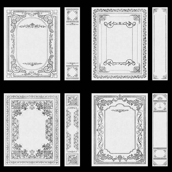 Ornate Book Covers with Spine Vol 1 White Linen & Silver Frames - 28 High Resolution Images - Instant Download Digital Clip art
